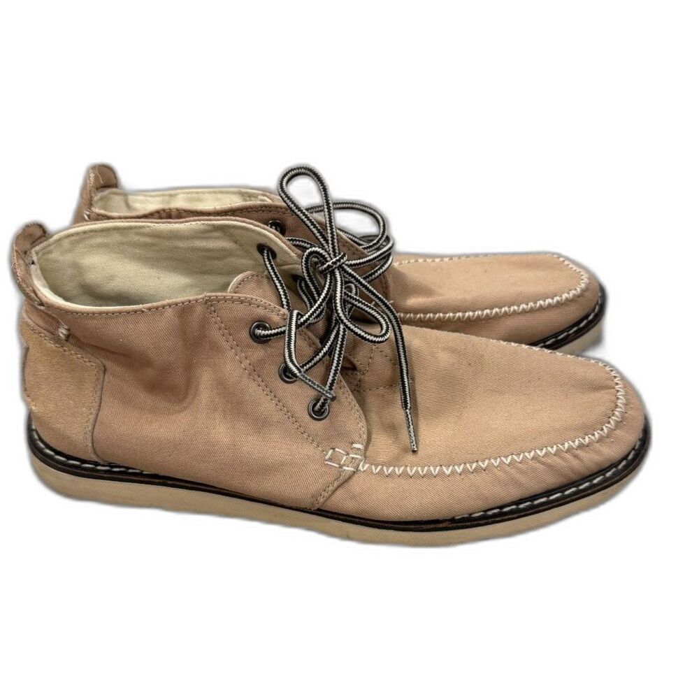 TOMS Tan Canvas Chukka Boots Moc Toe Casual Shoes Men's 9.5
